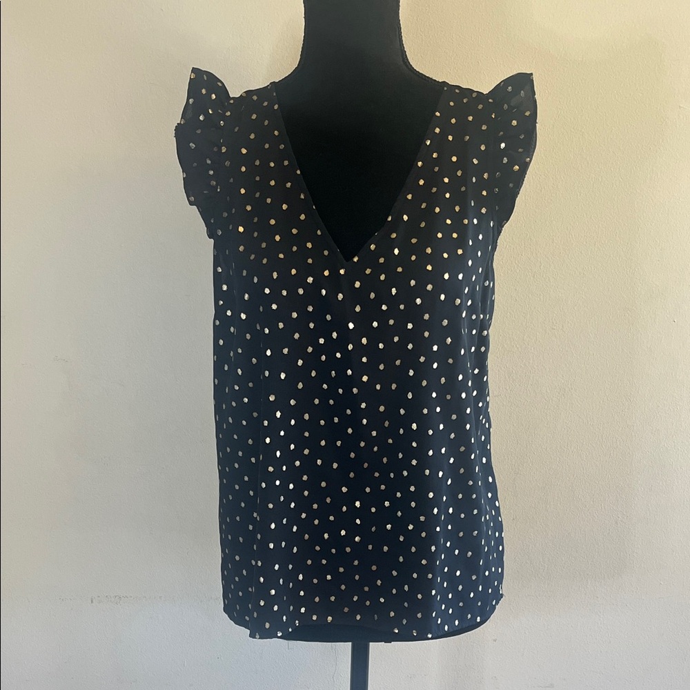 J. Crew Black and Gold Dot Blouse